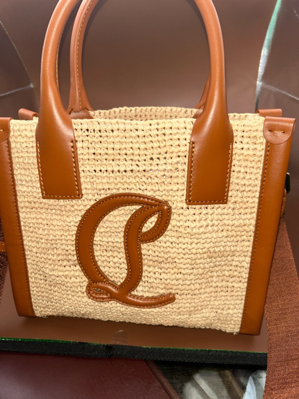 Christian Louboutin By My Side mini raffia tote bag w/COA - Picture 14 of 15